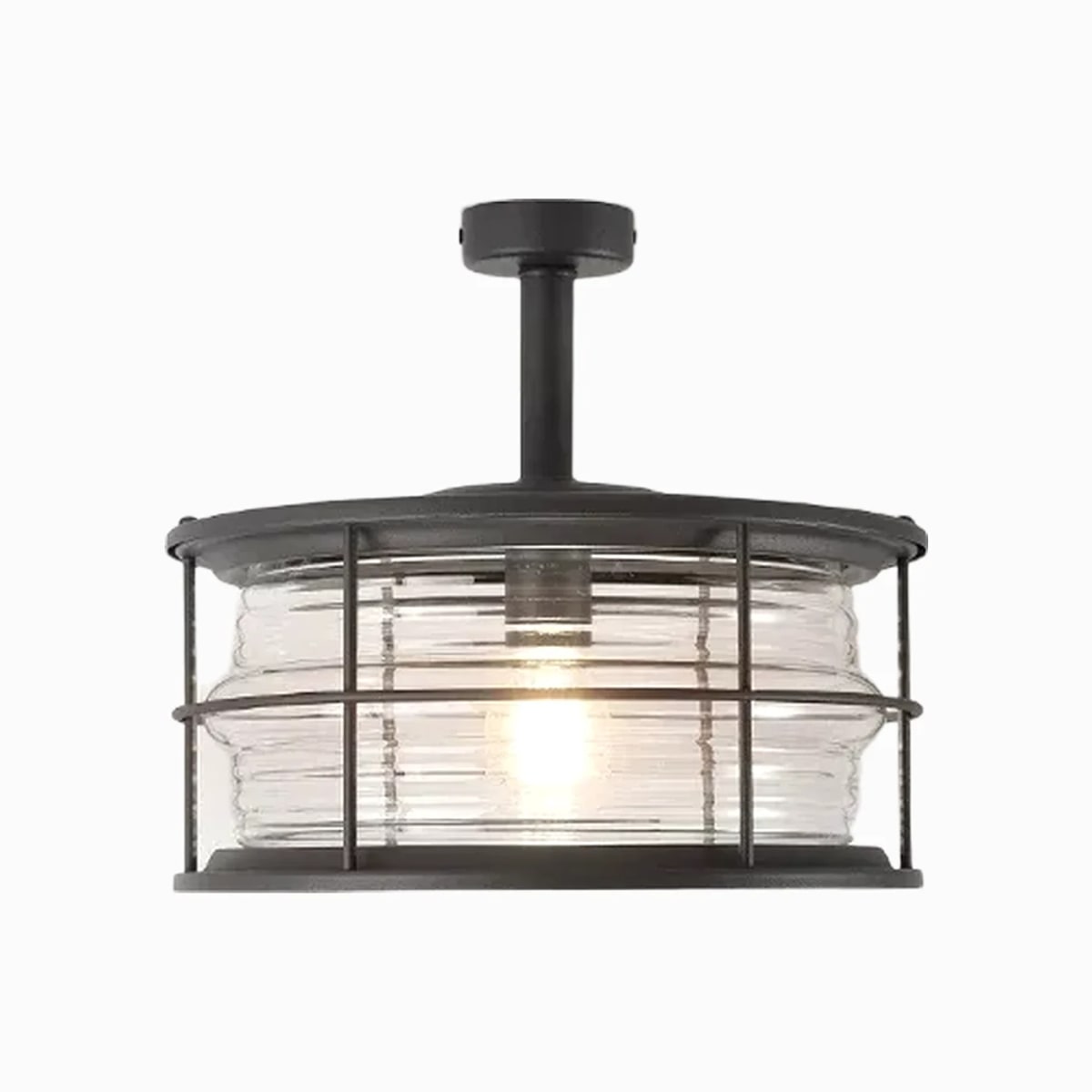 Black cylinder glass ceiling lantern