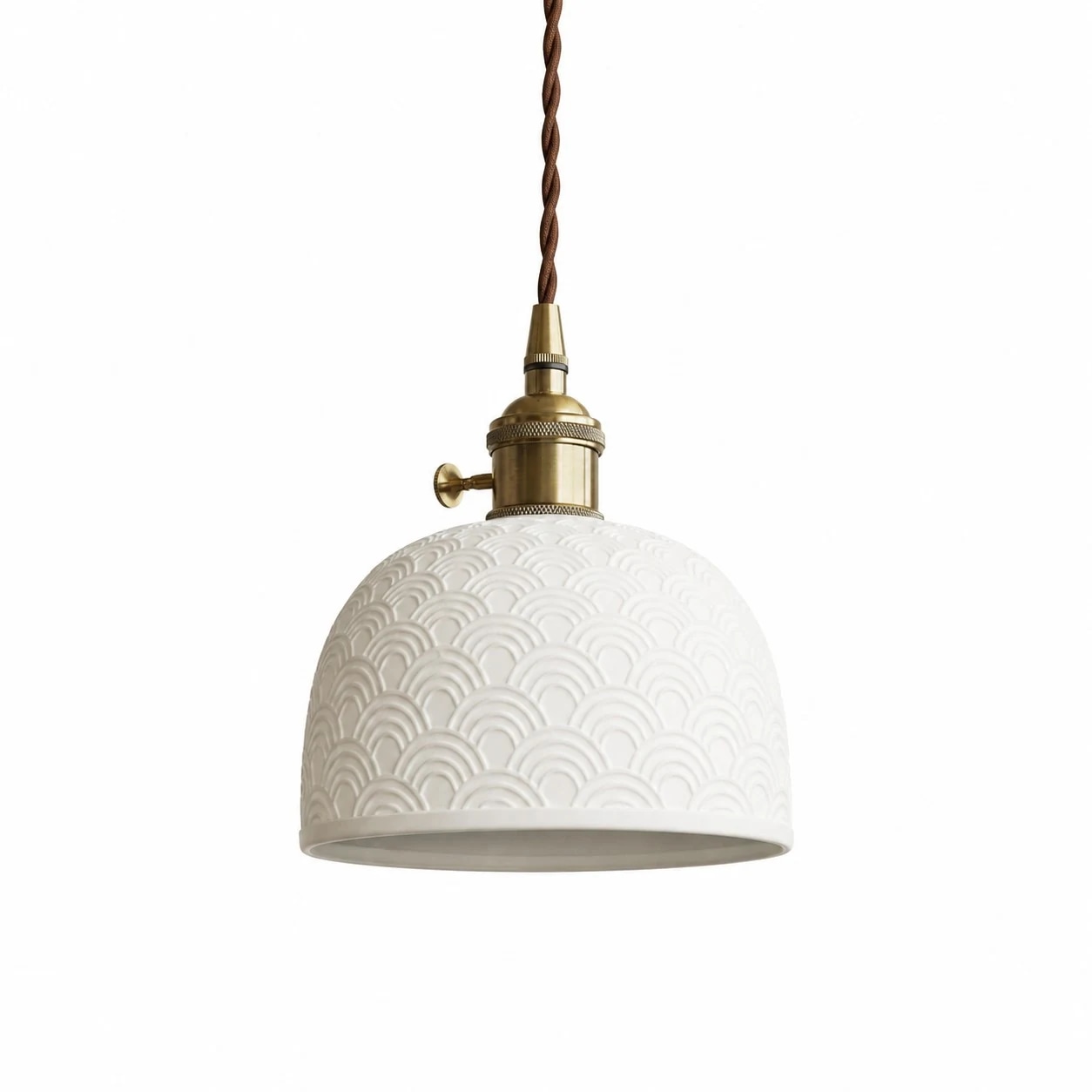 Bowl Wave white ceramic brass pendant lamp