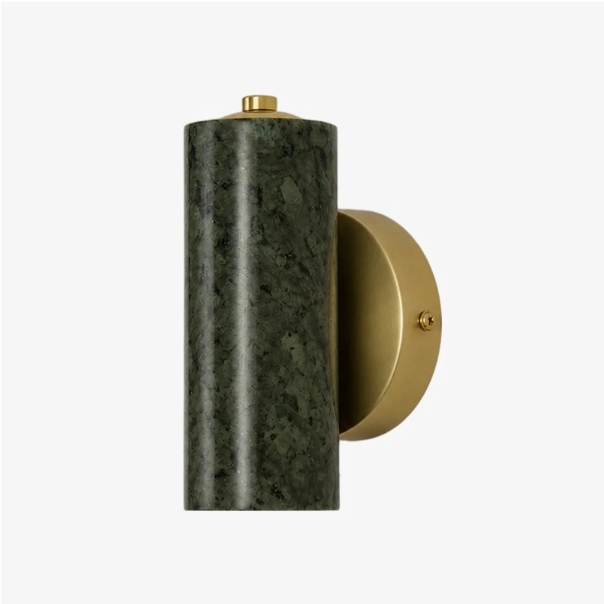 Style A green jade cylinder wall lamp with round metal wall plate