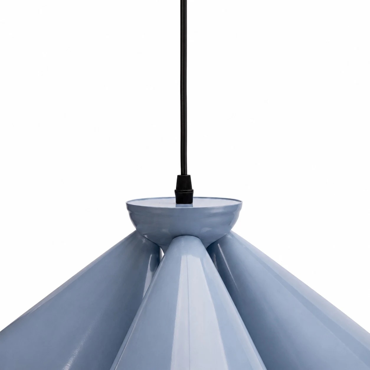 Pendant top connection and painted metal shade detail