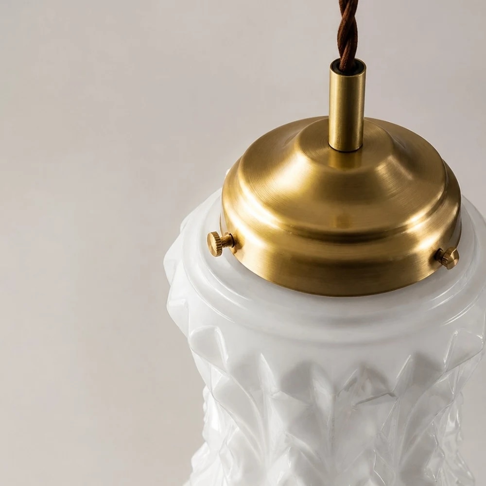 Brass cap and shade connection detail