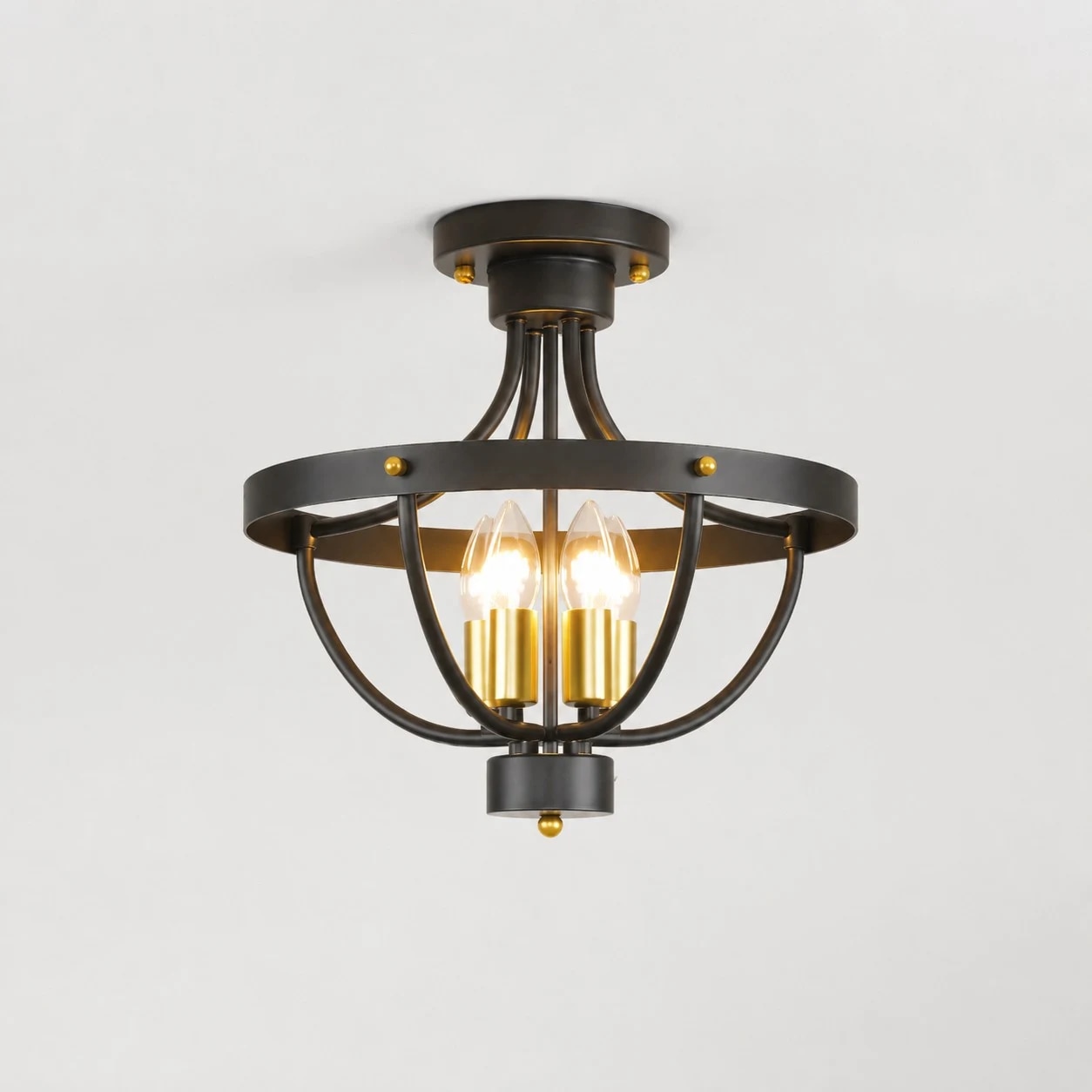 Black semi flush chandelier detail