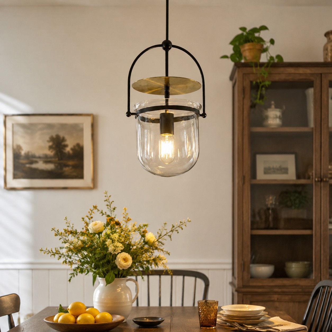 Small · Amber Glass · Black Hardware