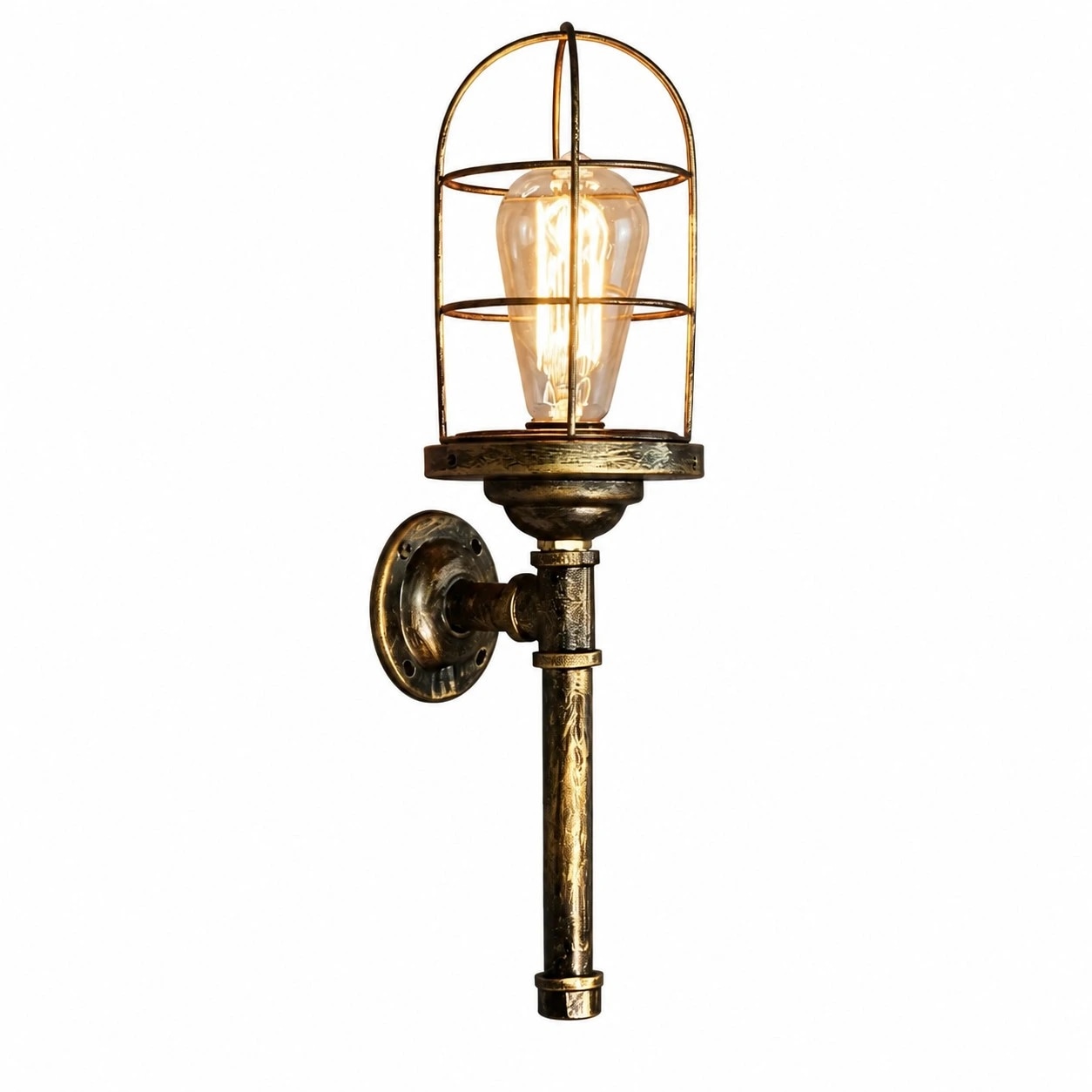 Single-head antique bronze hardwired wall sconce