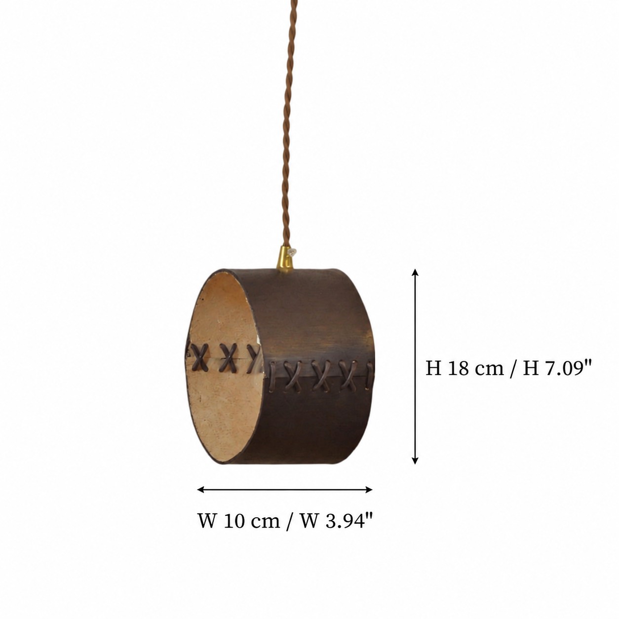 Small leather pendant size: W 10 cm by H 18 cm