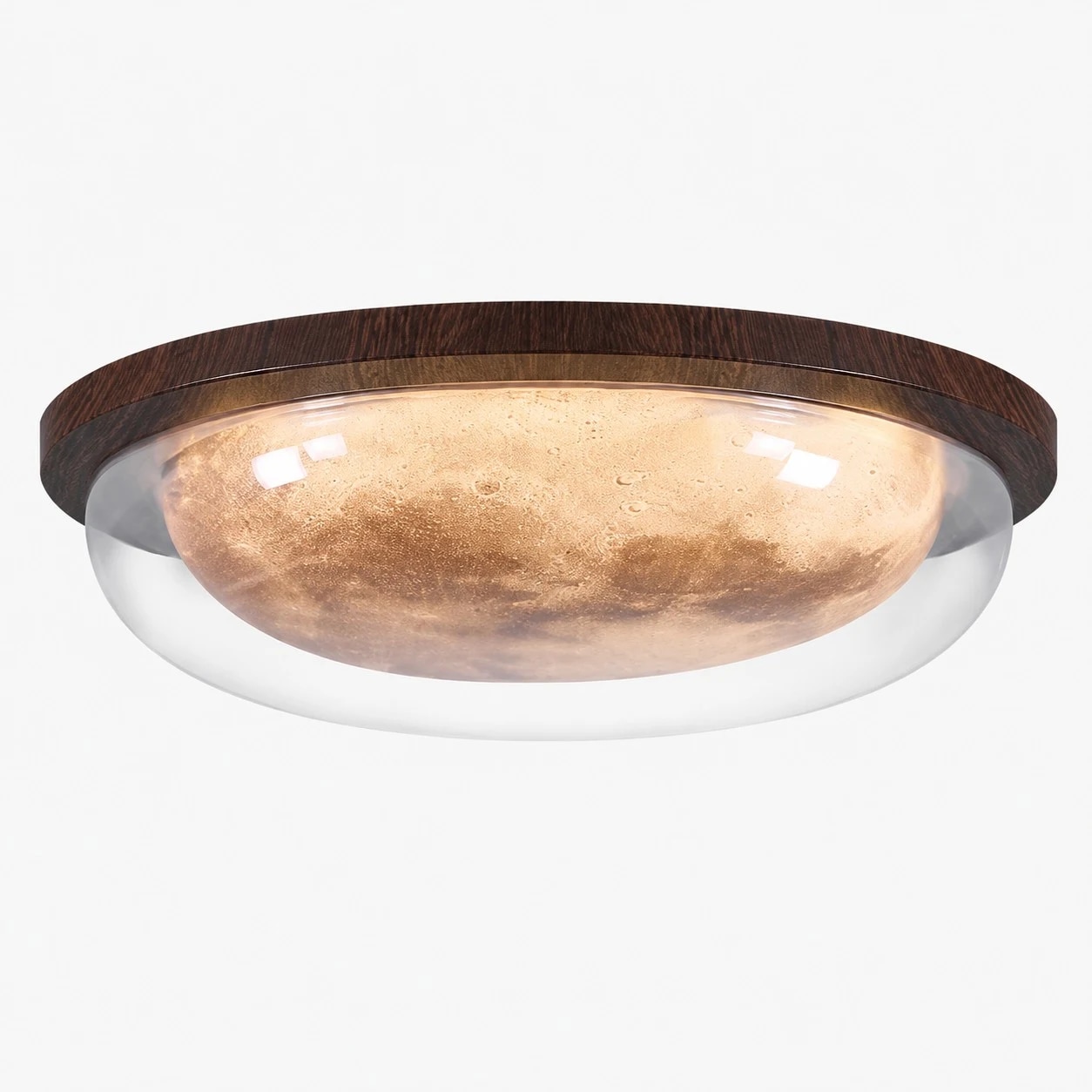 Walnut moon ceiling light 28 cm option