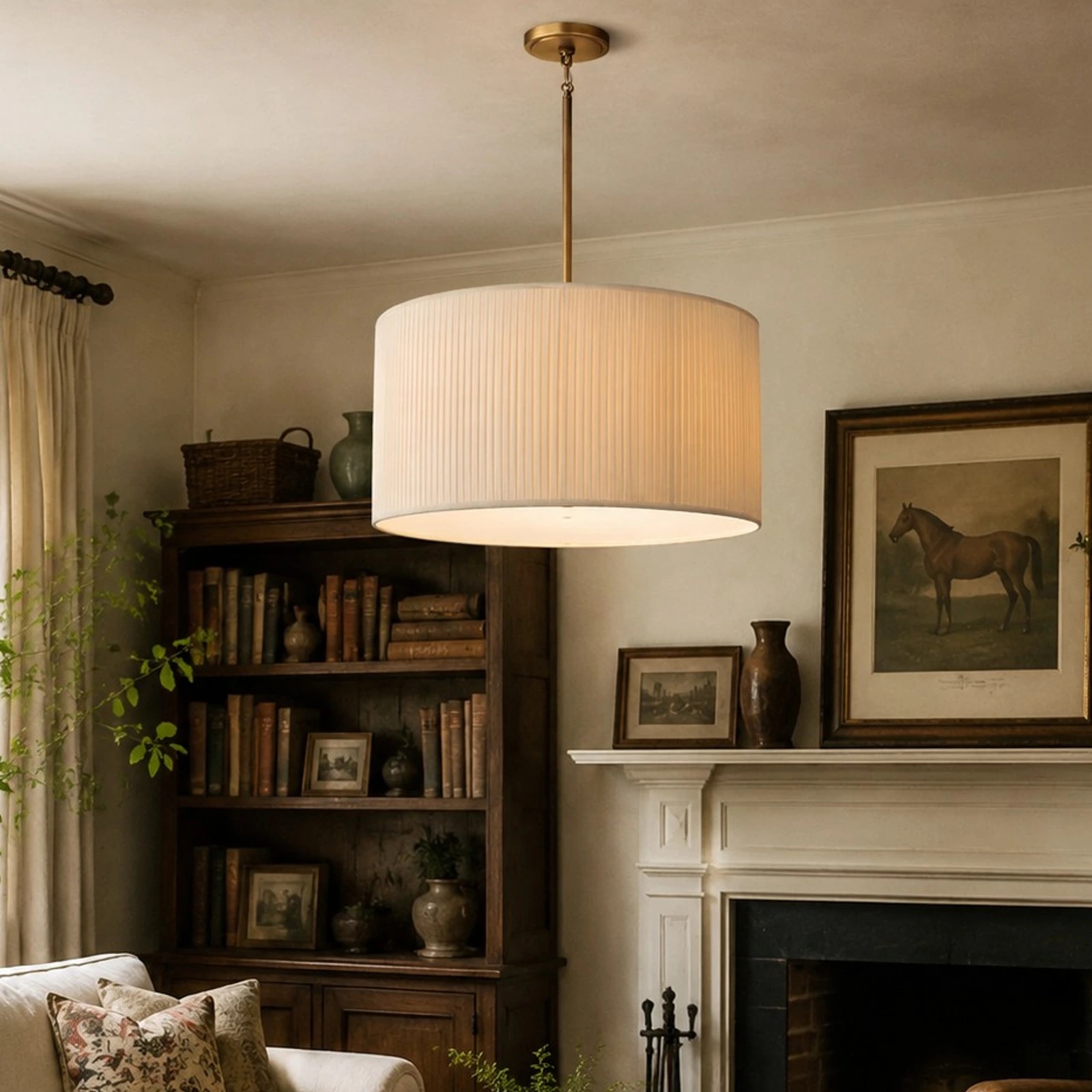 Lampadario Dumora in un soggiorno classico