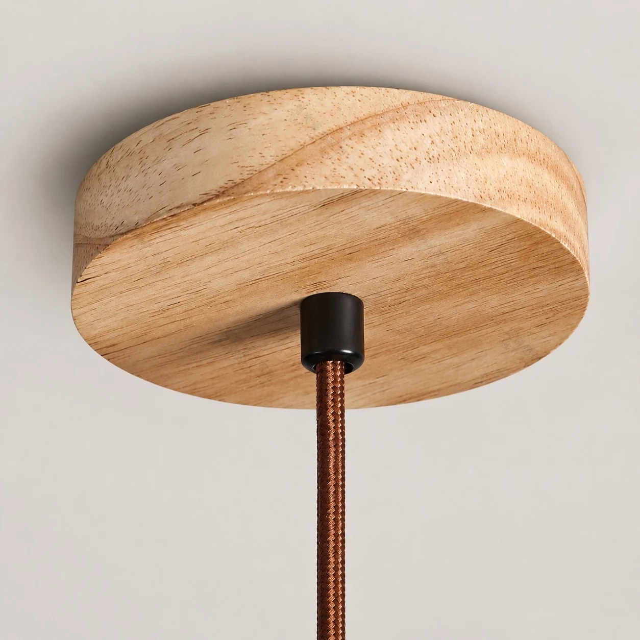 Wood canopy and braided cord ceiling detail