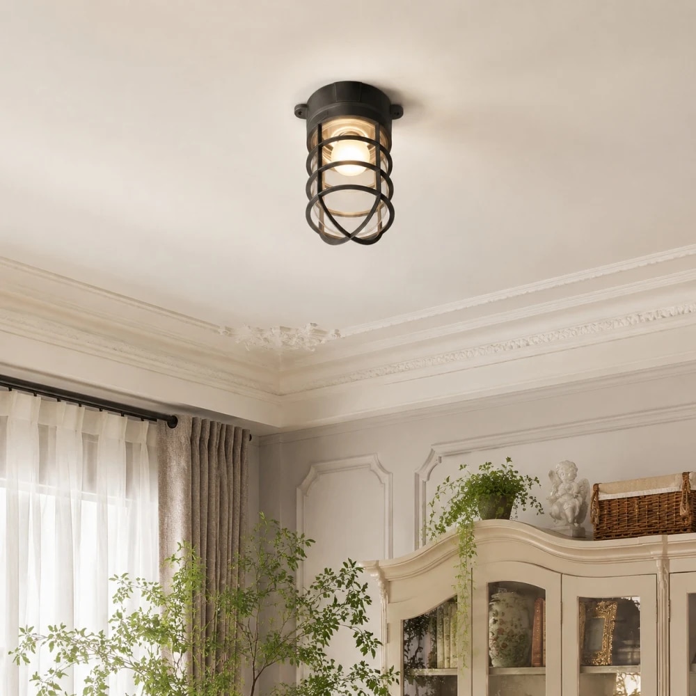 Residential ceiling light scene with plants