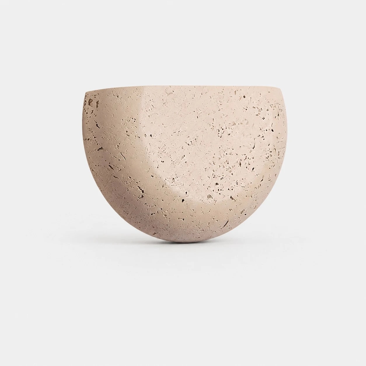 Full front view of off-white half bowl wall sconce