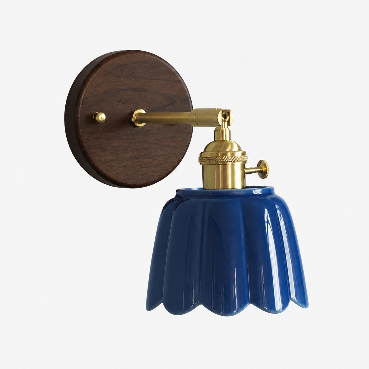 Blue / Walnut Wood / Style A ceramic wall lamp SKU view