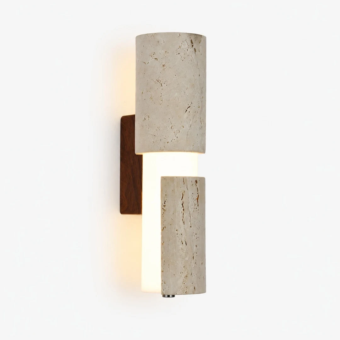 Korte gele travertin acryl wandlamp 30 cm productweergave