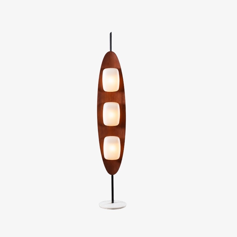 Produktansicht der Bauhaus-Stehlampe in Walnussoptik