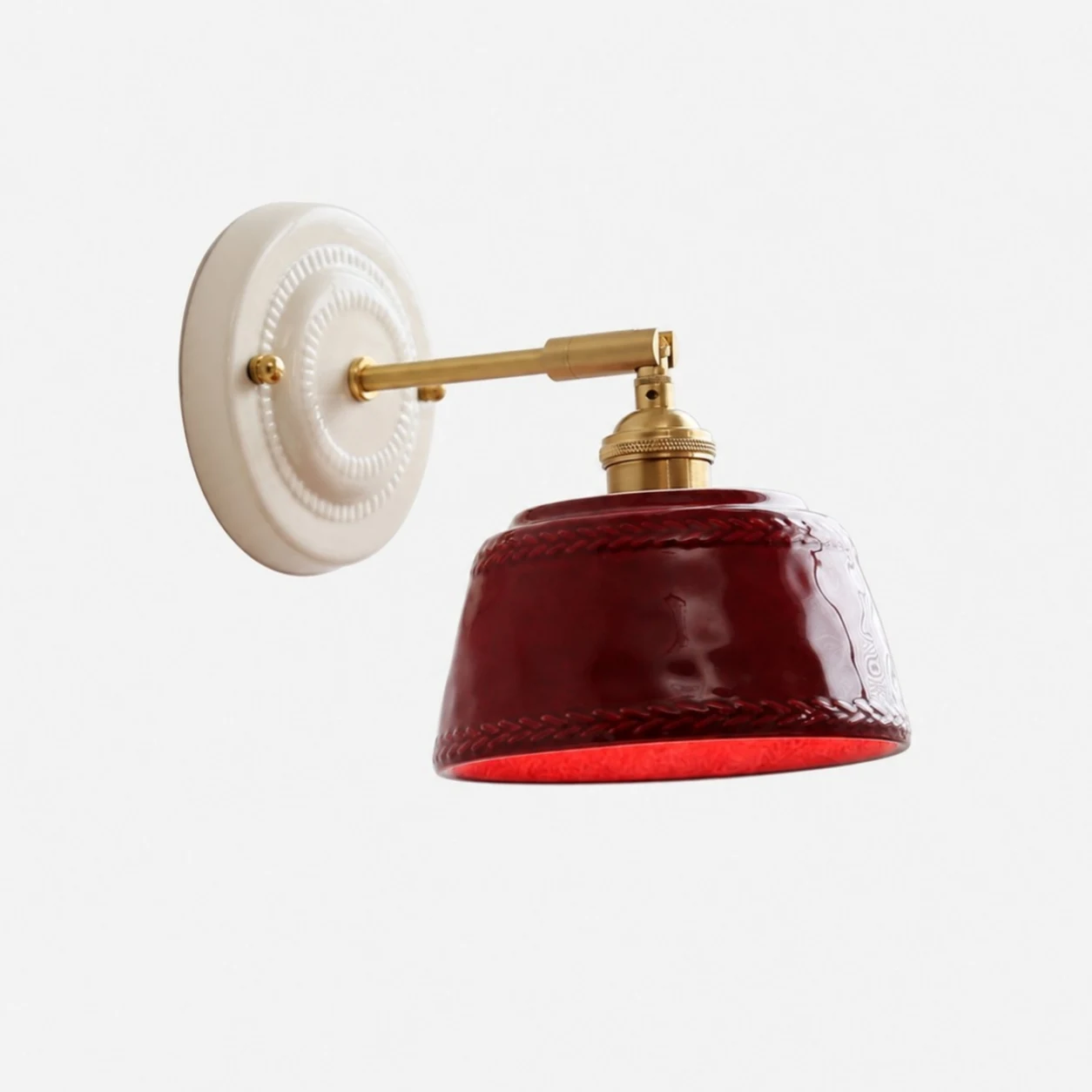 Rode keramische wandlamp