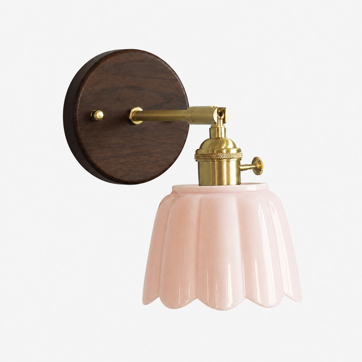 Pink / Walnut Wood / Style A ceramic wall lamp SKU view