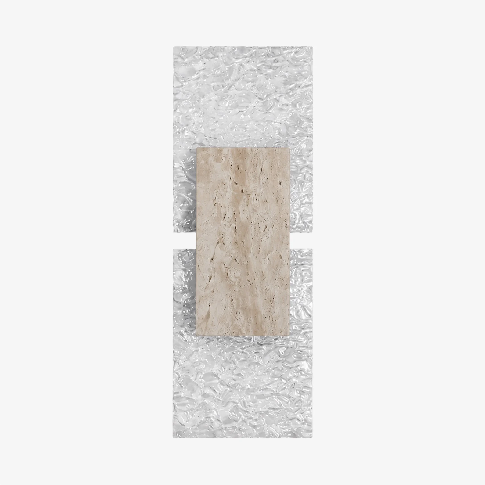 Référence produit : applique murale transparente et finition travertin