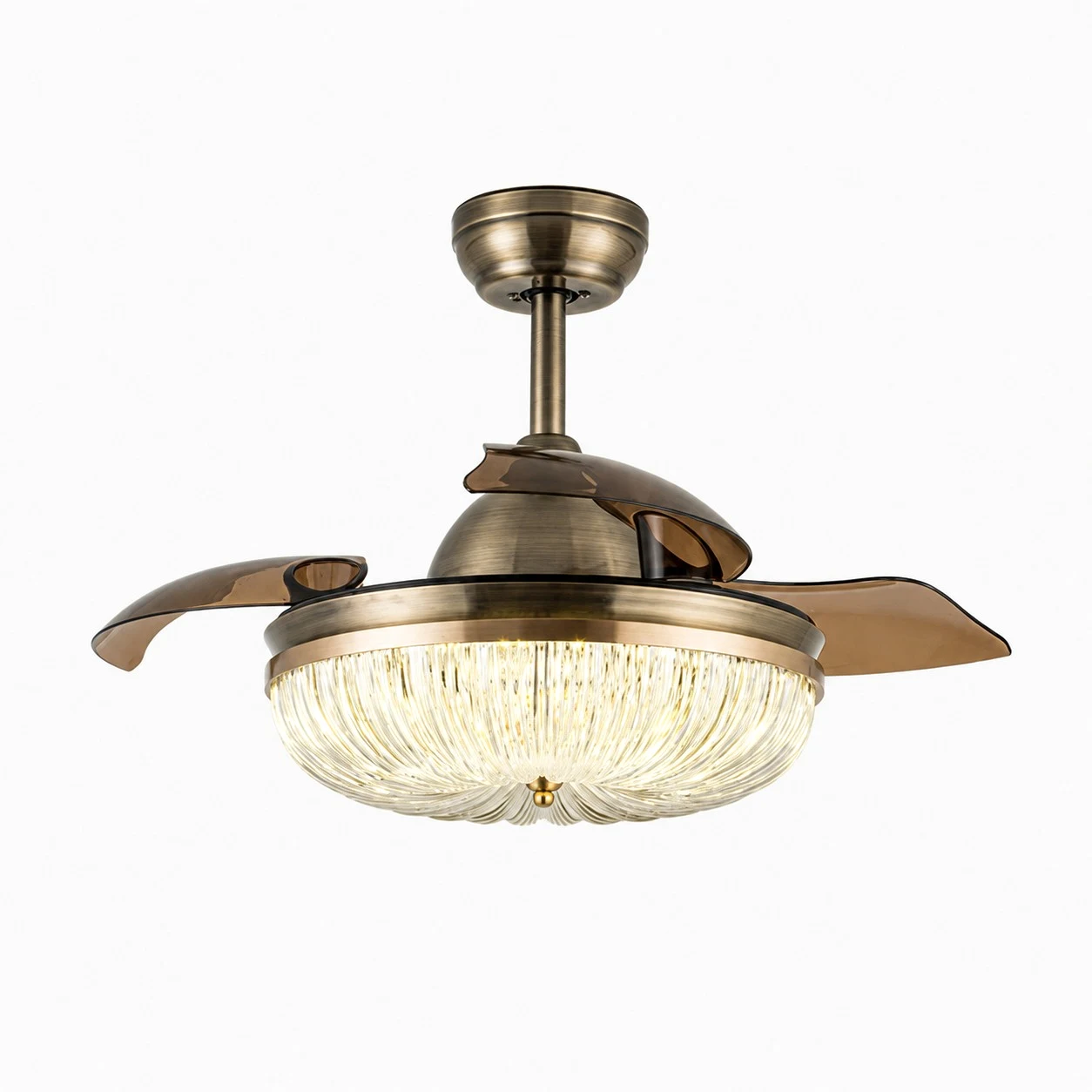 Ventilatore da soffitto retrattile in ottone antico stile F