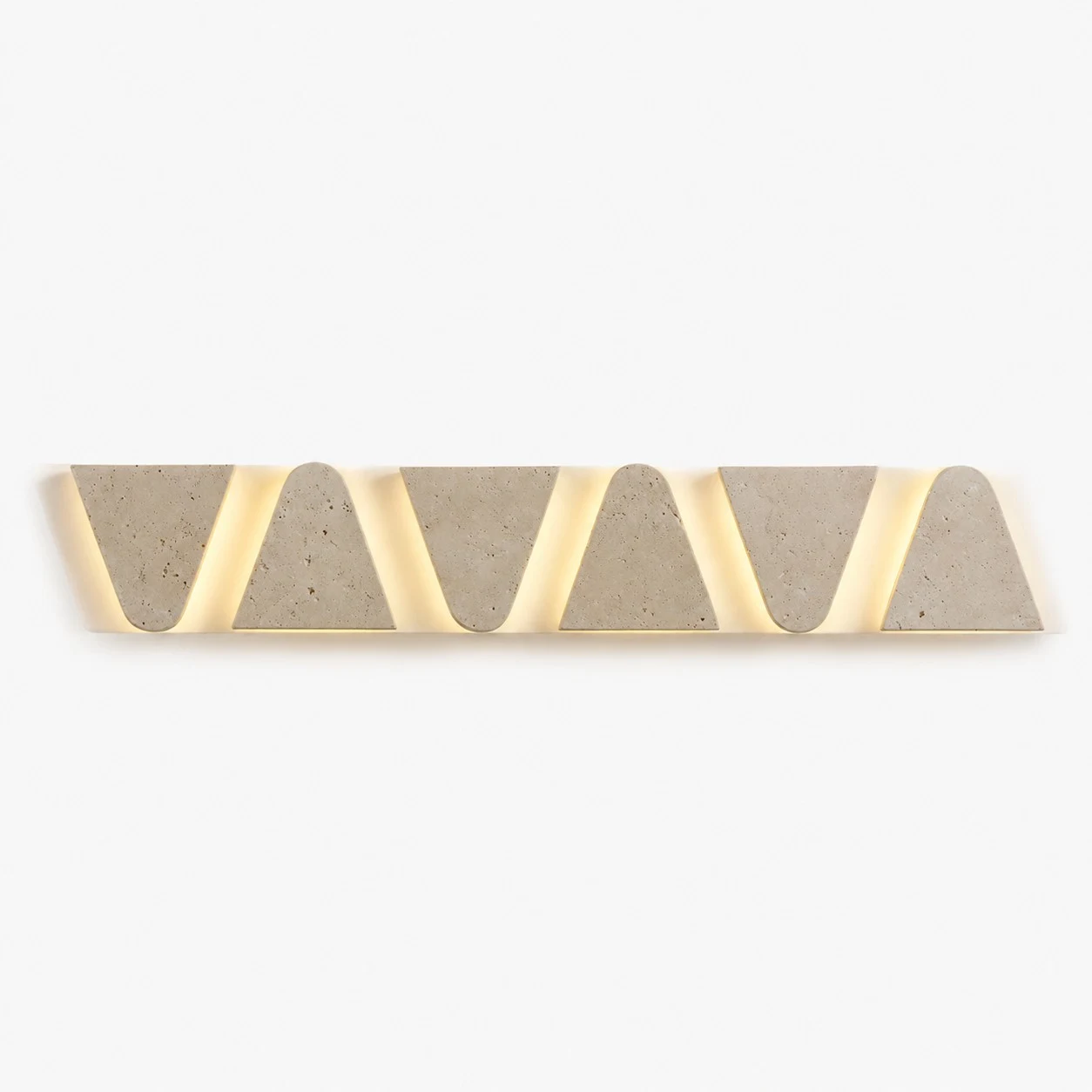 Aplique de pared multicabezal con textura de travertino, largo SKU