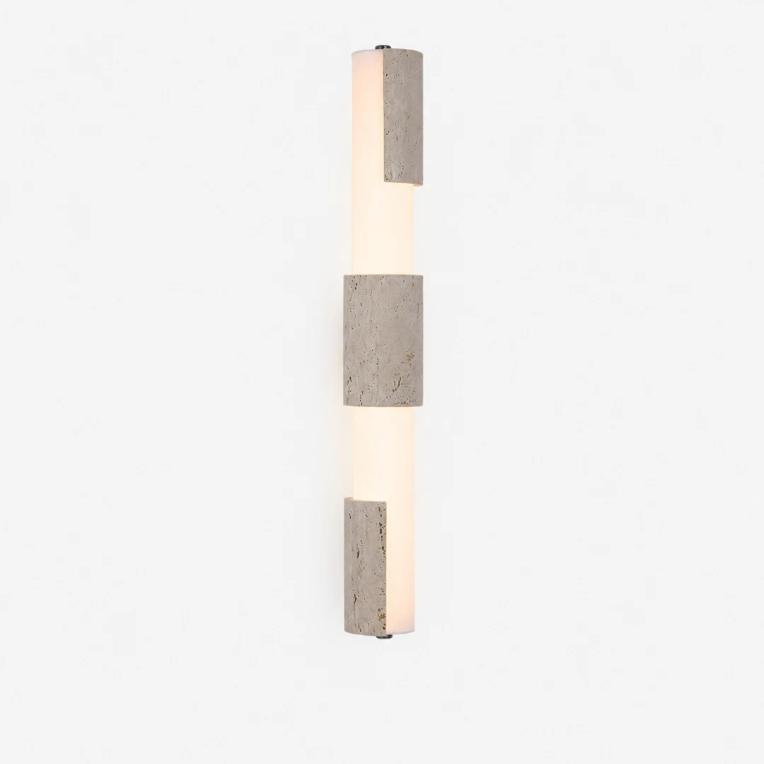 Hoge gele travertin acryl wandlamp 60 cm productweergave