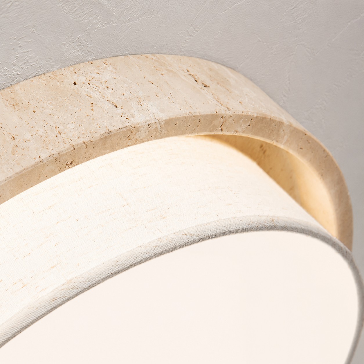 Travertine Fabric Flush Mount Ceiling Light detail