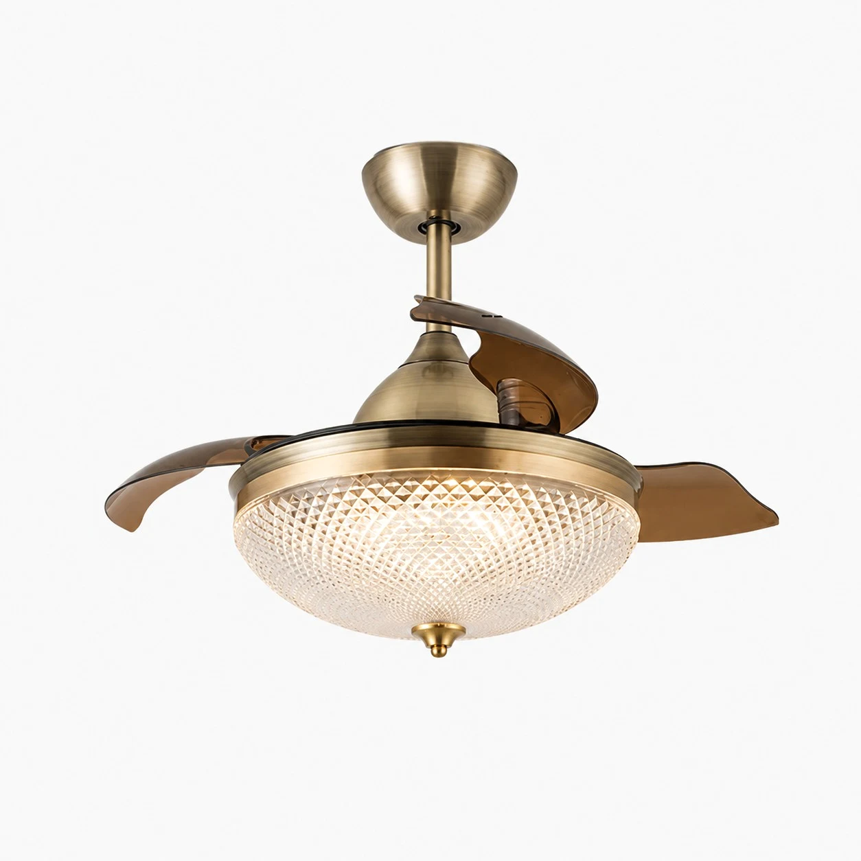 Ventilatore da soffitto retrattile in ottone anticato stile D
