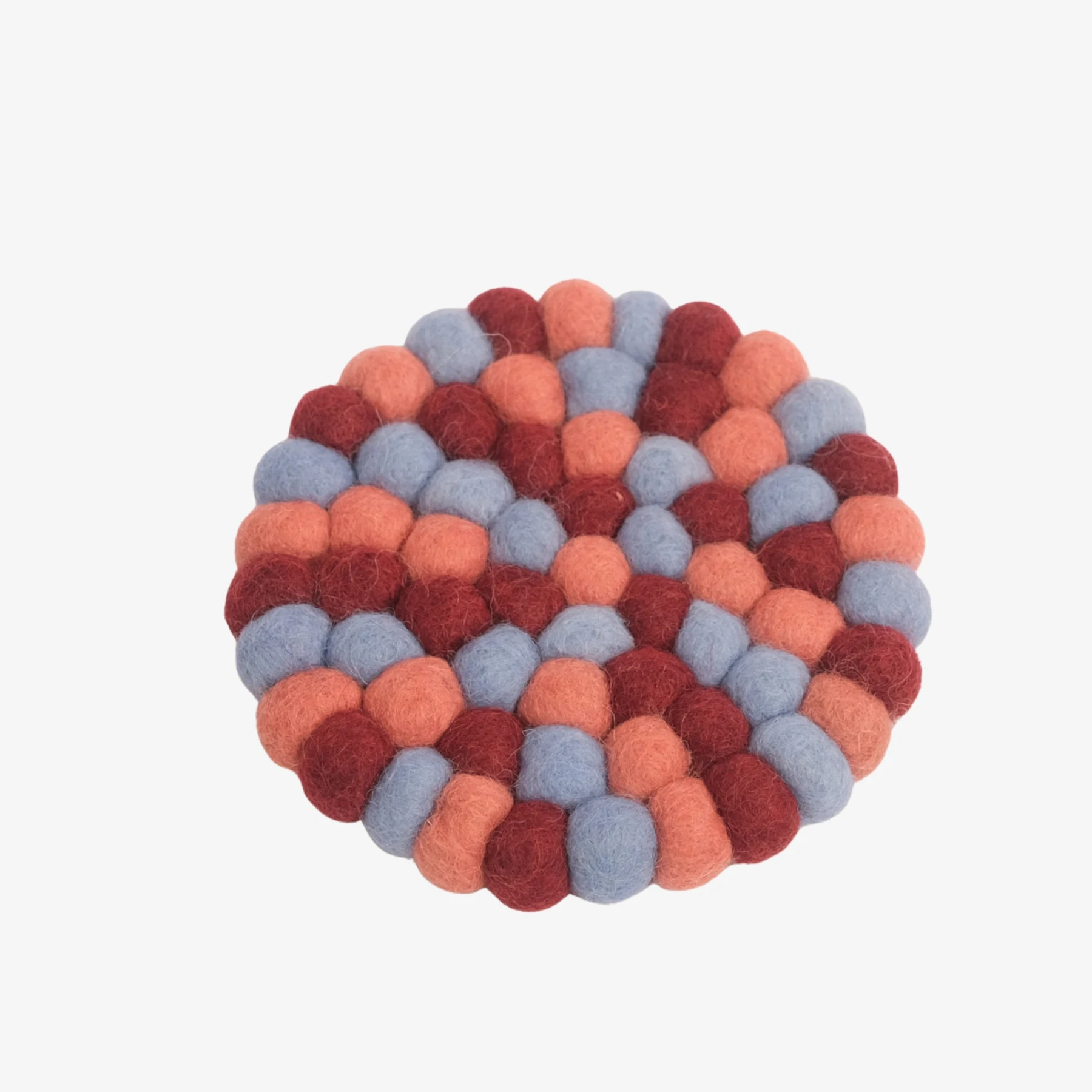 Posavasos de fieltro azul coral hecho a mano