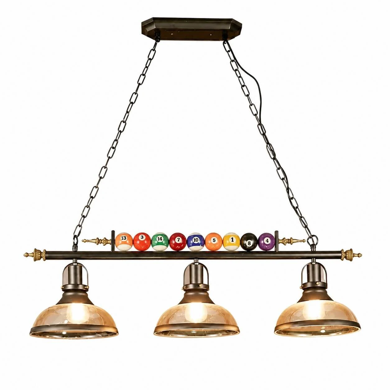 Triple-head glass chandelier