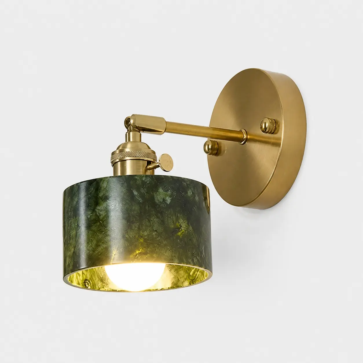 Cilindervormige knop, kleine groene stenen muurlamp