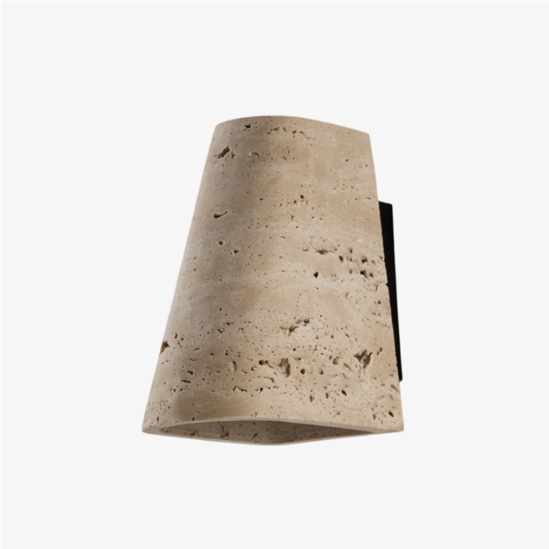 Aplique de pared cónico de travertino color beige