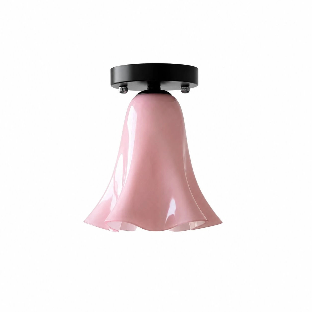 Luminária de teto embutida com vidro rosa blush