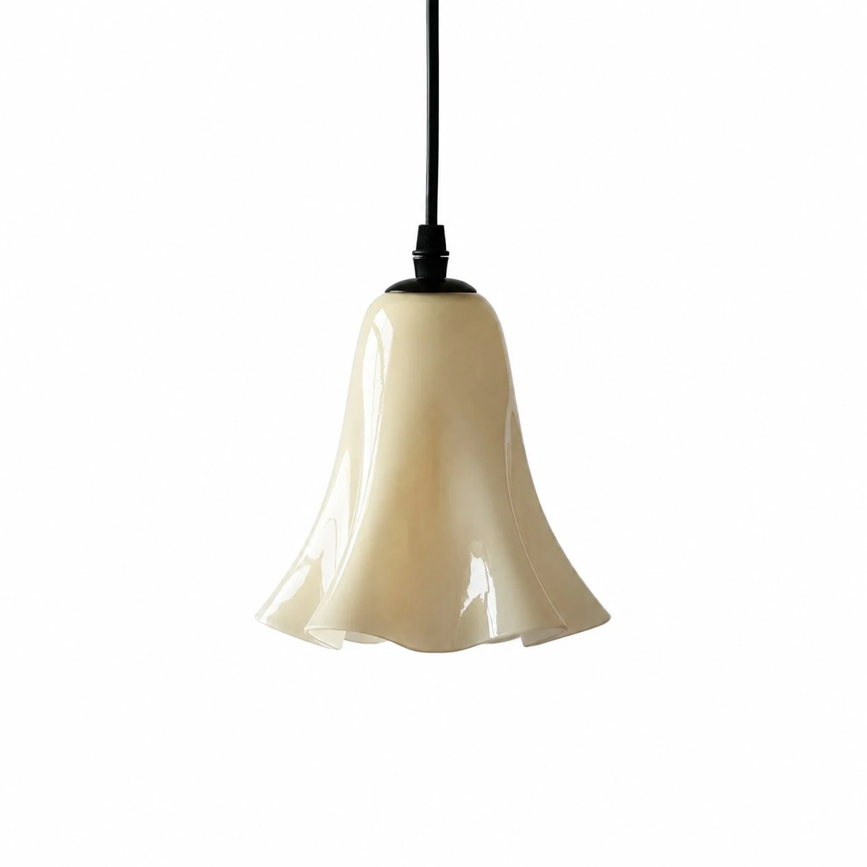 Luminária pendente de vidro amarelo creme