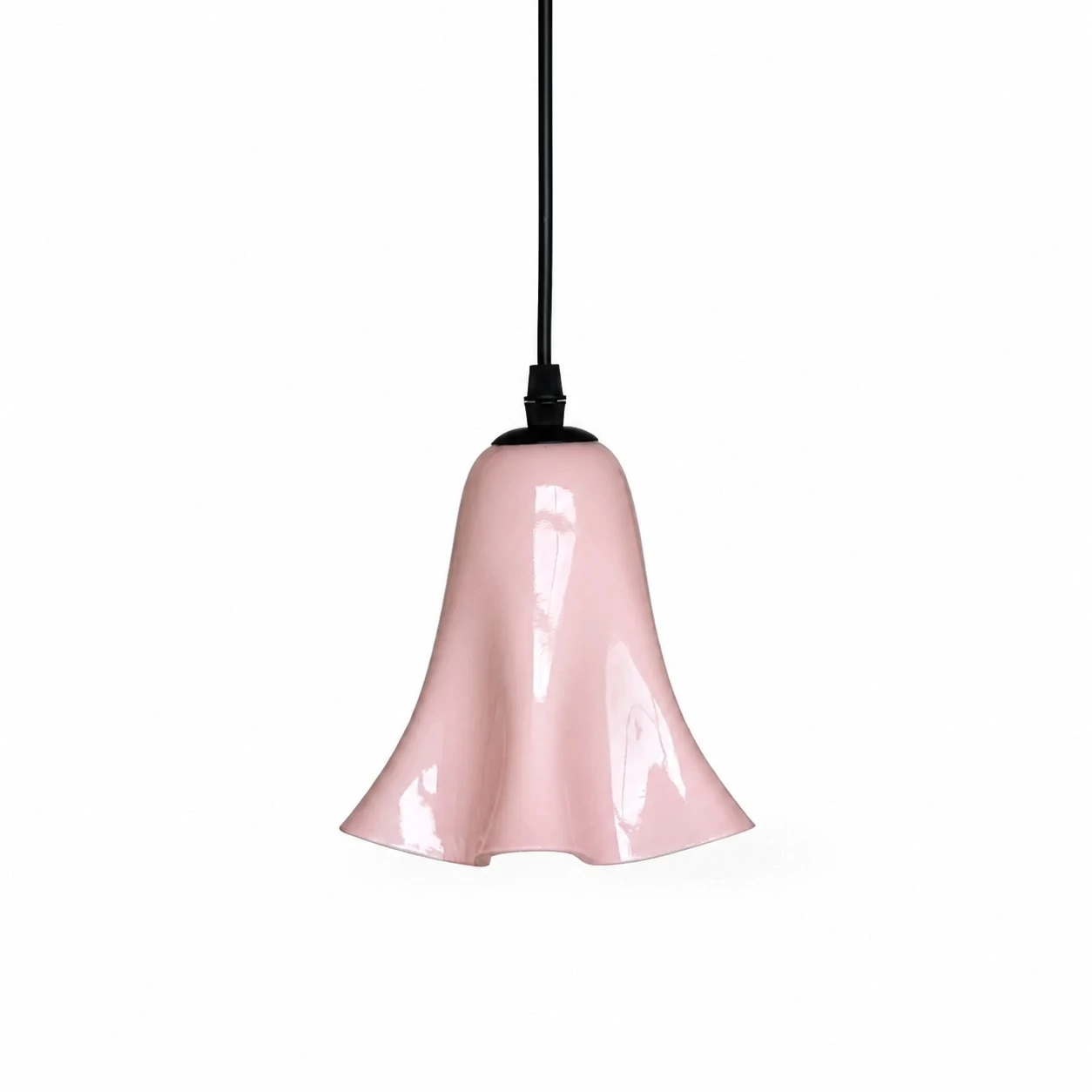 Luminária pendente de vidro rosa blush