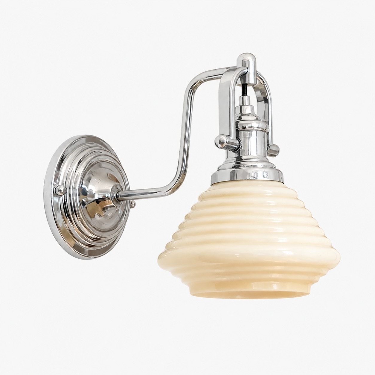 Creamy Yellow and Chrome Bauhaus glass wall sconce SKU image