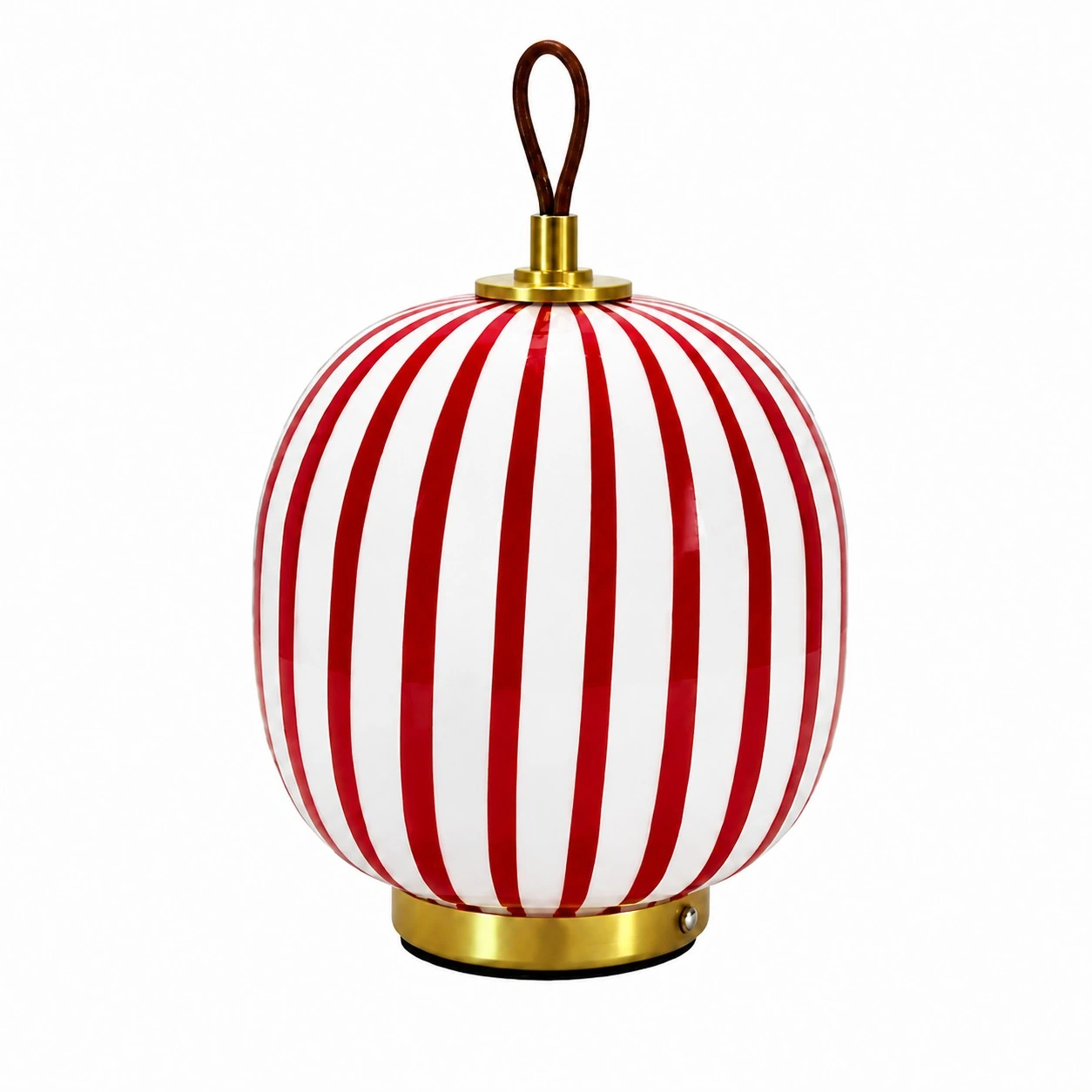 Wiederaufladbare Glas-Tischlampe mit roten und weißen Streifen