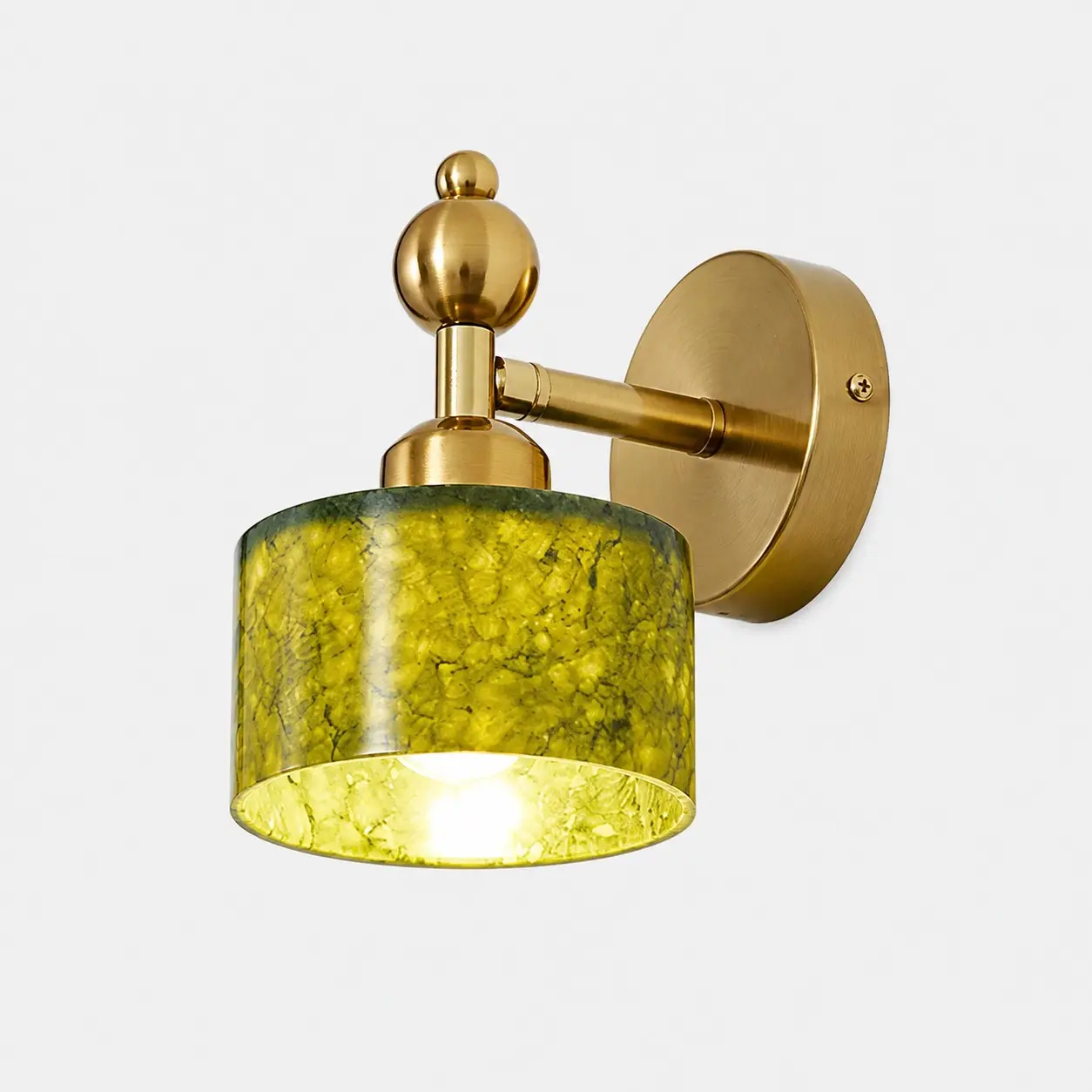 Cilindervormige, normale, kleine, groene stenen muurlamp