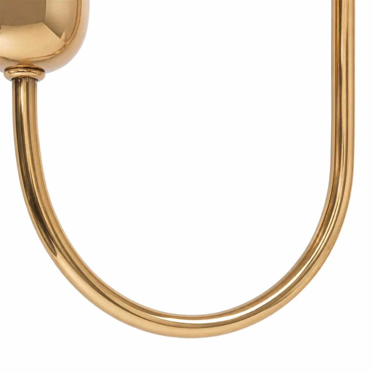 Gebogen koperen arm en aansluitdetail