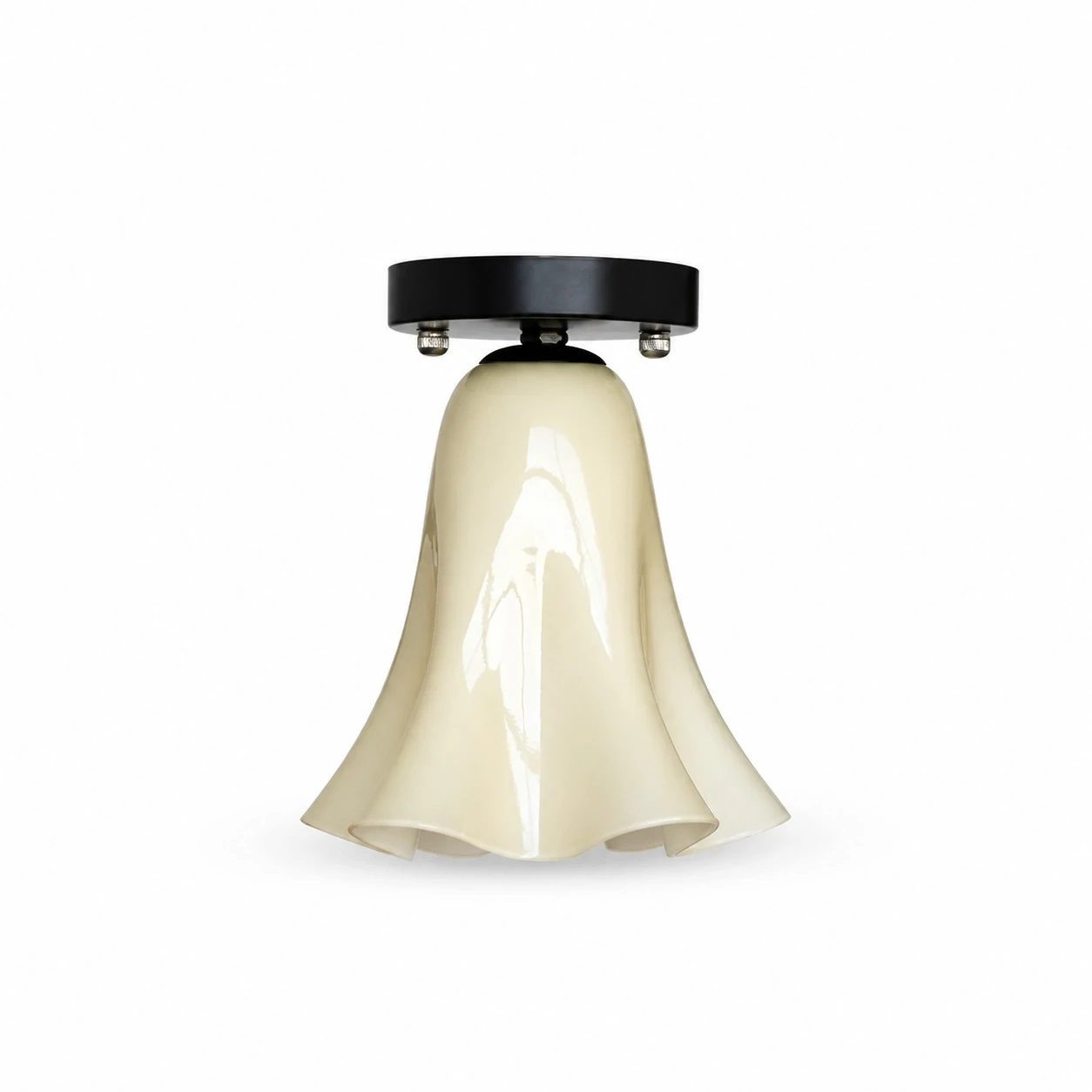 Luminária de embutir com vidro amarelo creme