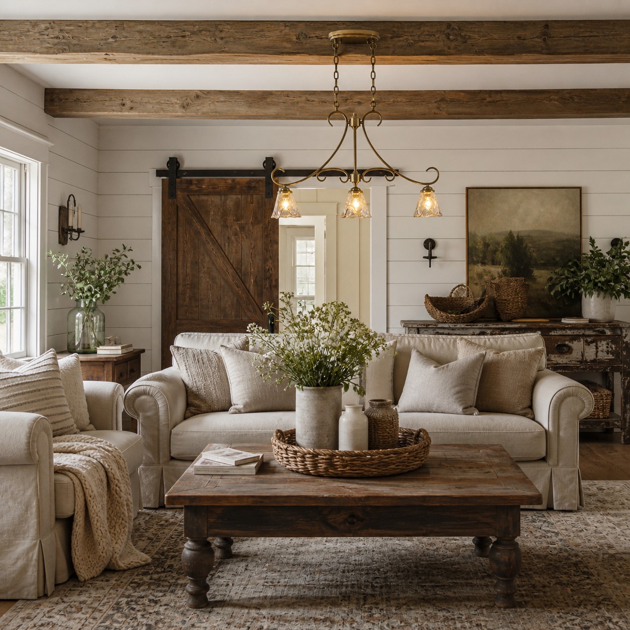Lampadario lineare in ottone e vetro ambrato in stile country francese per interni
