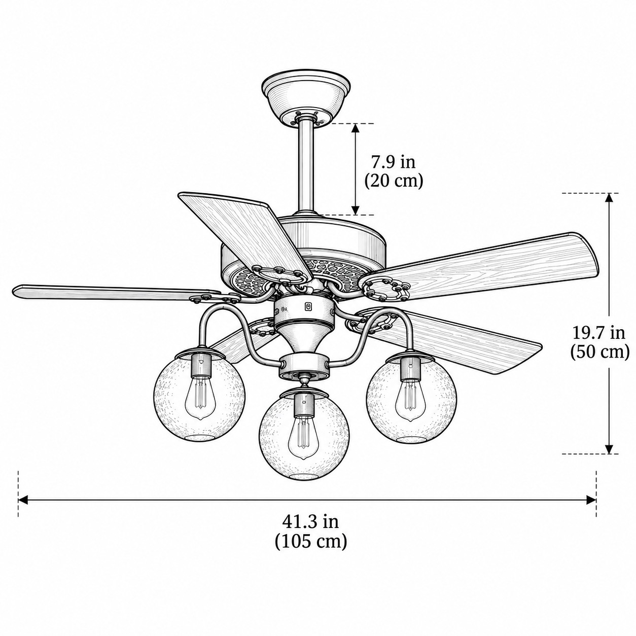 3-Light / 41.3 in (105 cm)