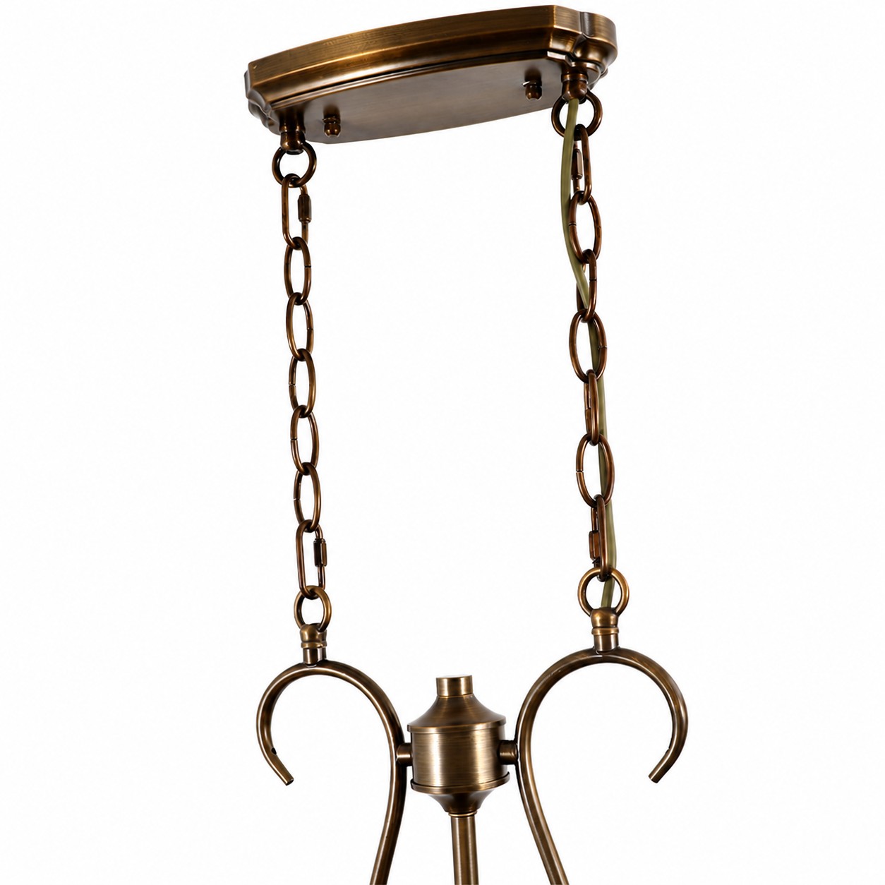 Dettaglio 3 del lampadario lineare in ottone e vetro ambrato in stile francese