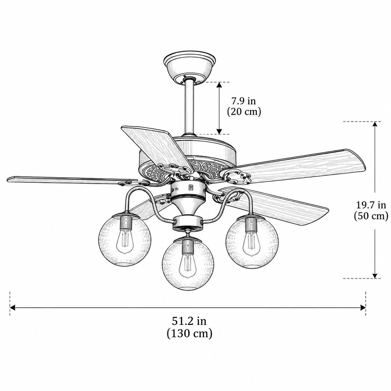 3-Light / 51.2 in (130 cm)