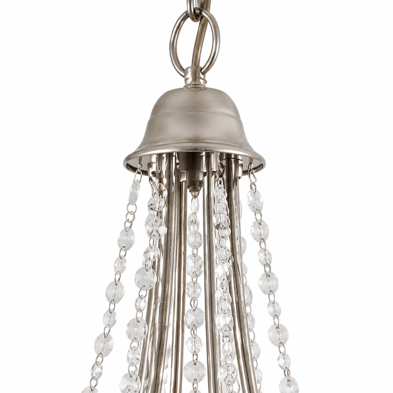 Detalhe do lustre de galhos de cristal prateado 2