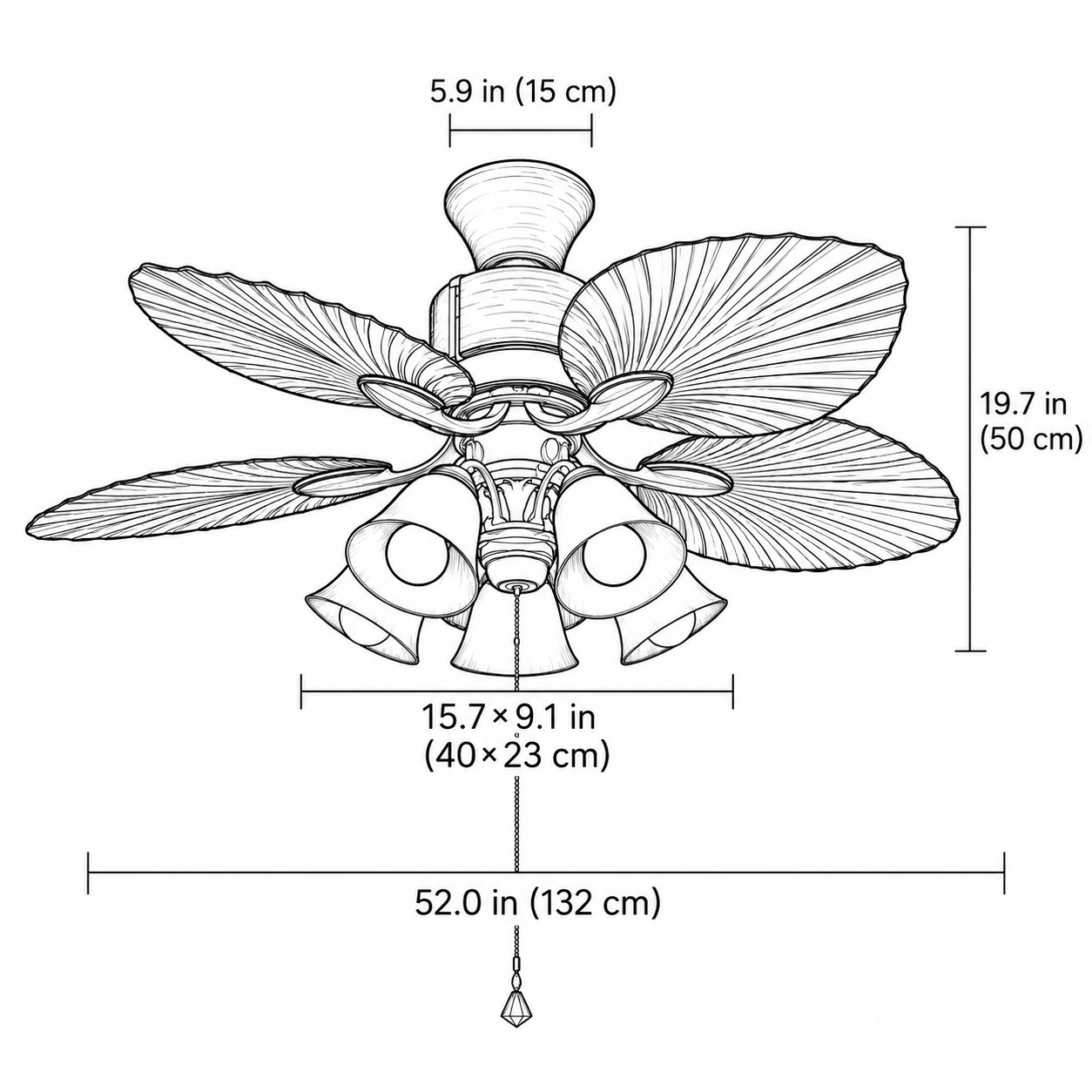 Ceiling Lamp / 52 in (132 cm)