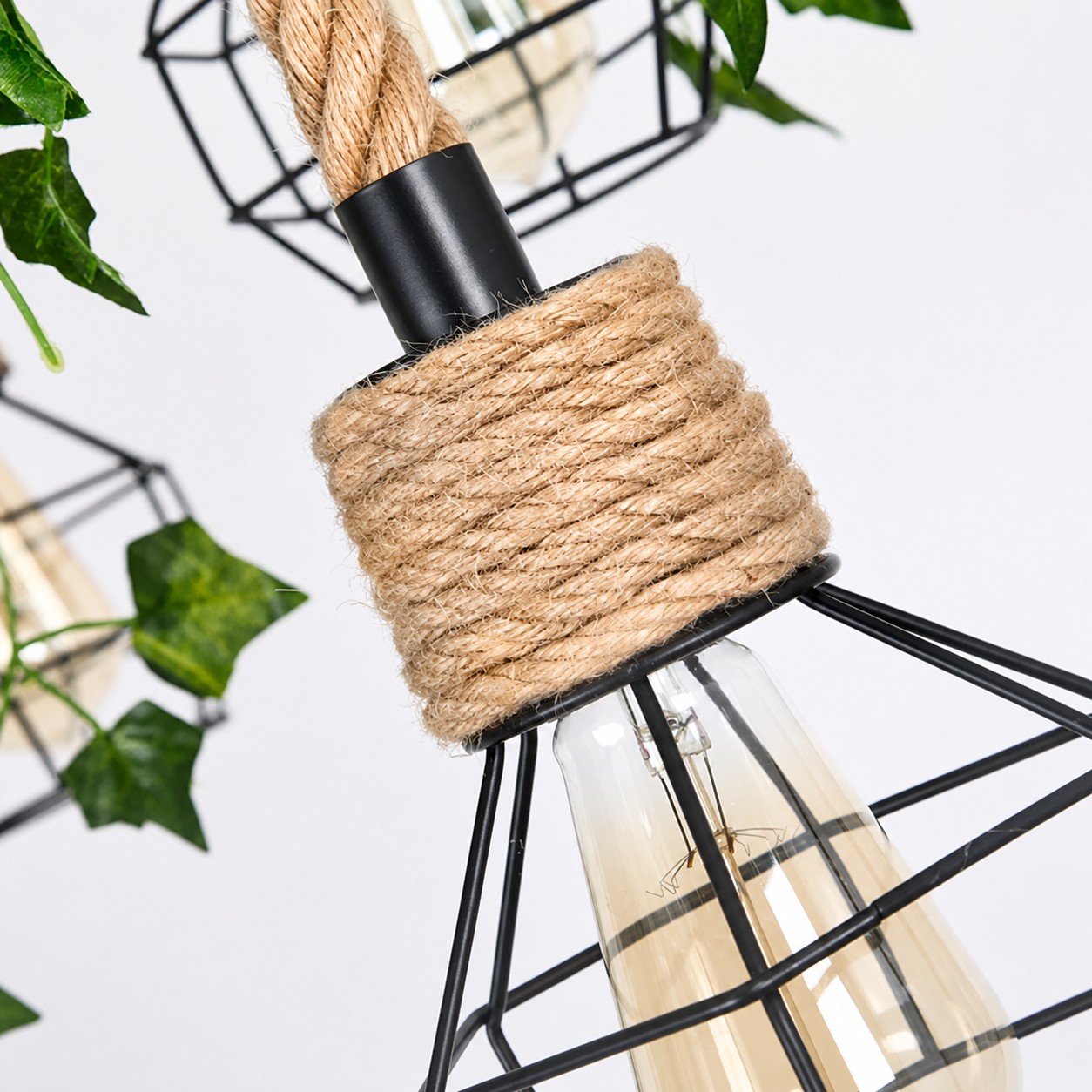 Estructura de jaula abierta con vegetación colgante.