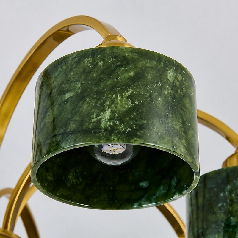 Pantalla de jade verde y portalámparas