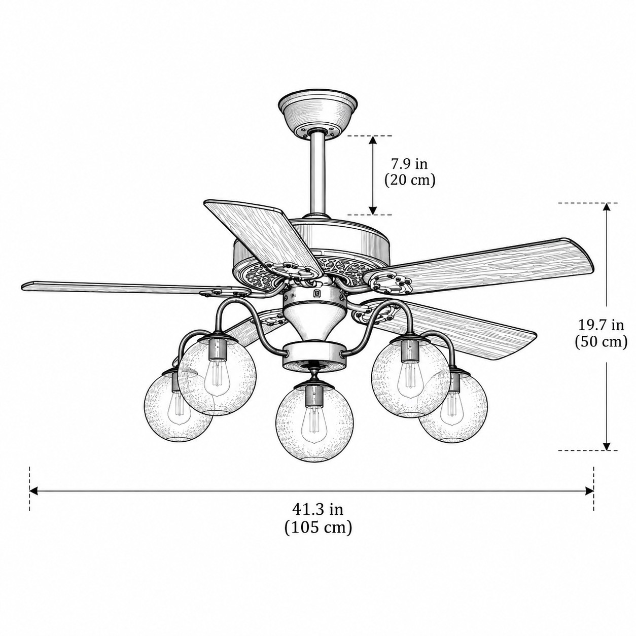 5-Light / 41.3 in (105 cm)