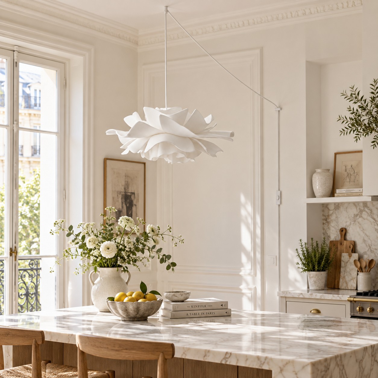 Floral acrylic pendant light switched off