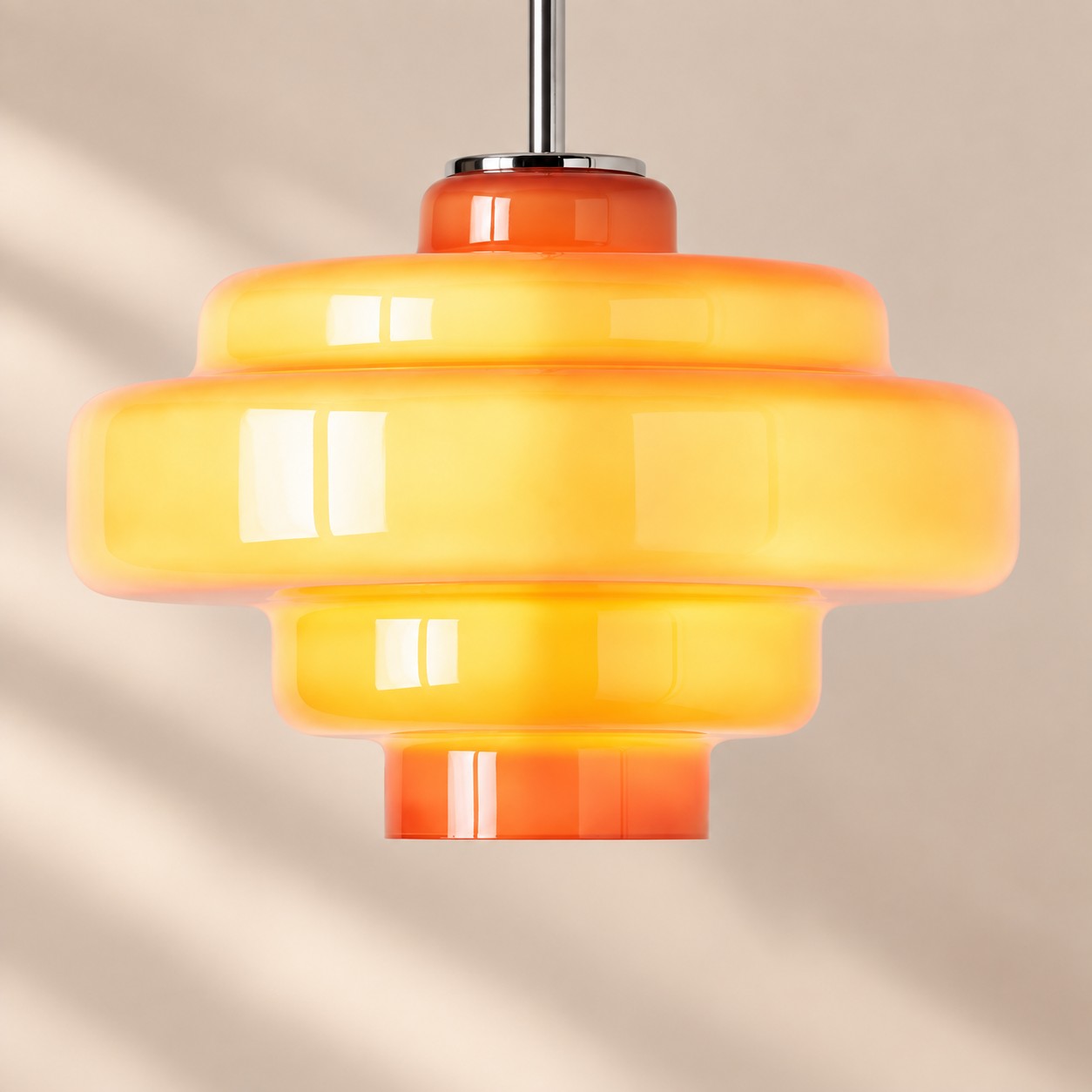 Side view of stepped four-tier glass silhouette