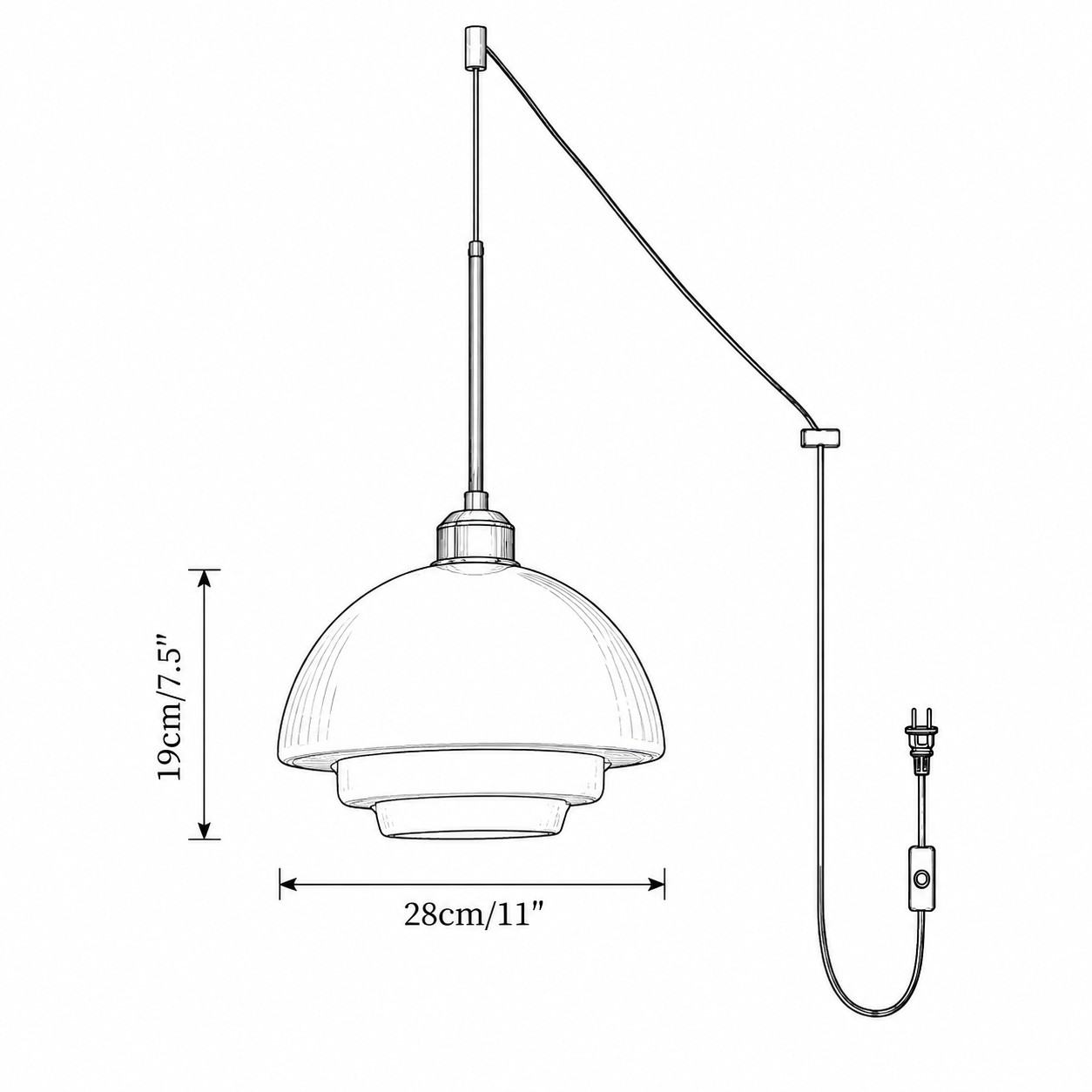 Stijl B: Diameter 28 cm x Hoogte 19 cm / ∅ 11″ x Hoogte 7,5″
