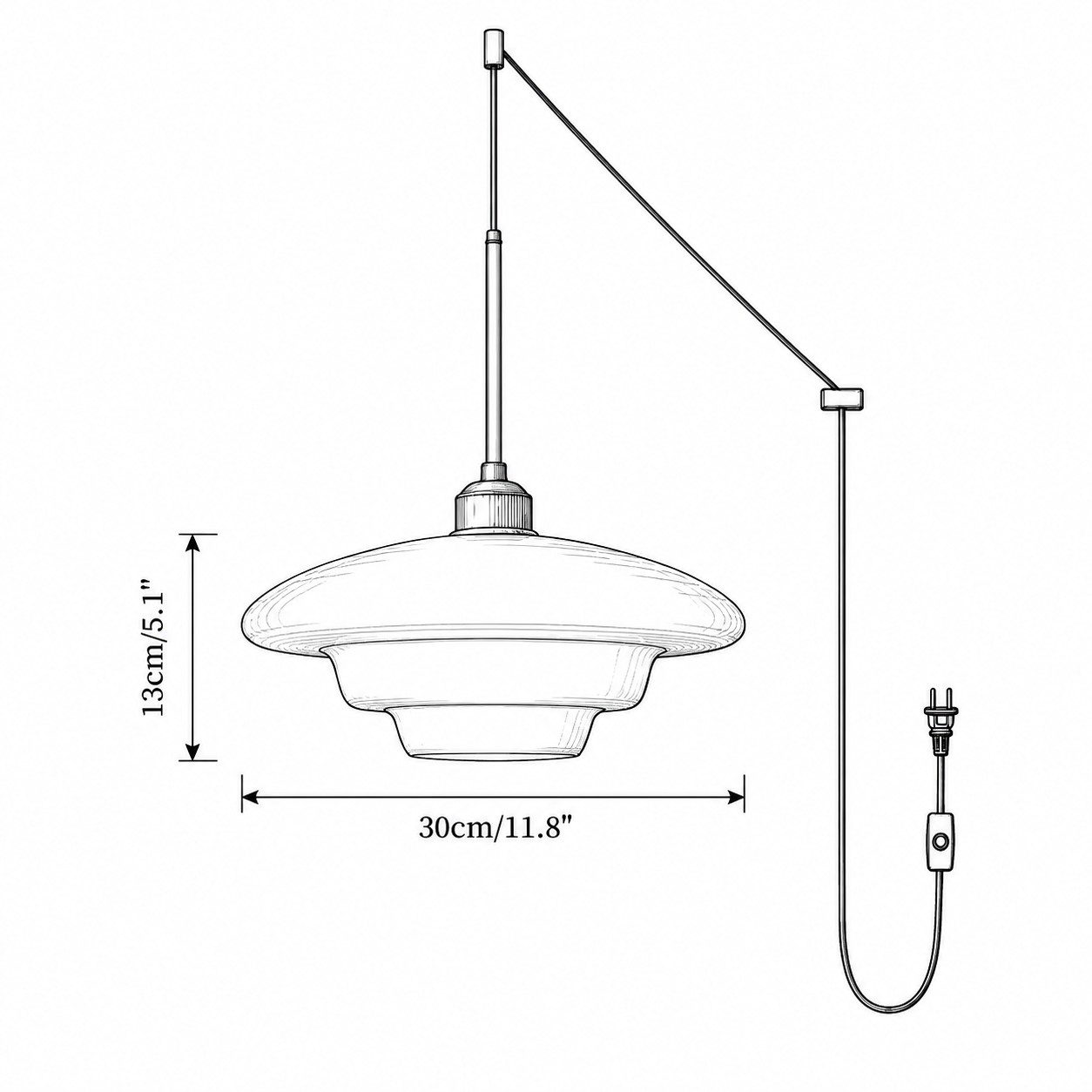 Stijl C: Diameter 30 cm x Hoogte 13 cm / ∅ 11,8″ x Hoogte 5,1″